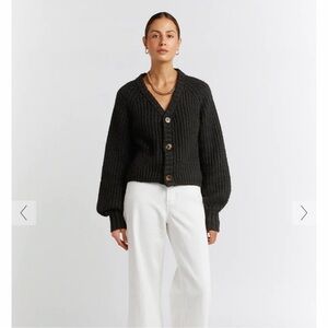 dissh cannes black wool blend chunky cardigan sweater 8